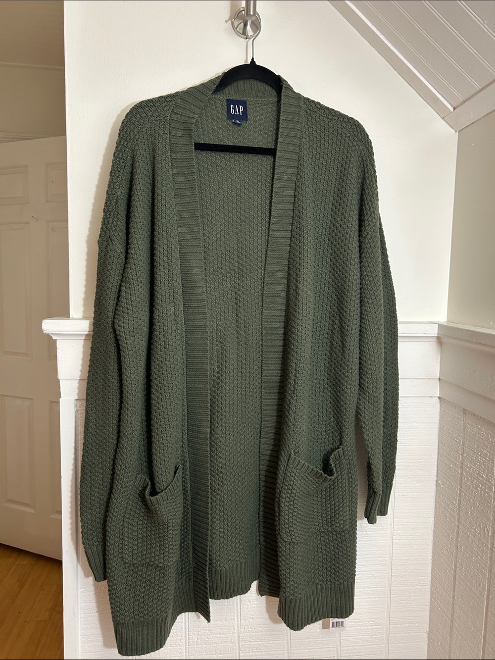 GAP Dark Green 100% Natural Fiber Long Cardigan Sweater size XL NWT - Picture 1 of 5